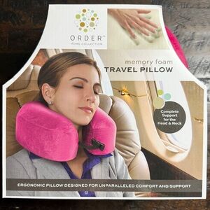 Order Home Collection Bright Pink Memory Foam Comfort & Support Travel Pillow